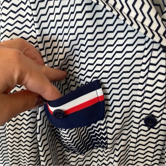 NWT Vintage Geometric Dress Blue/White/Red Various Sizes - Picture 4 of 6